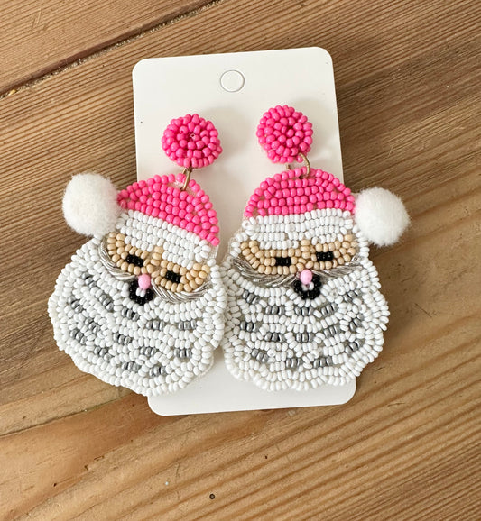 Pink Santa Earrings