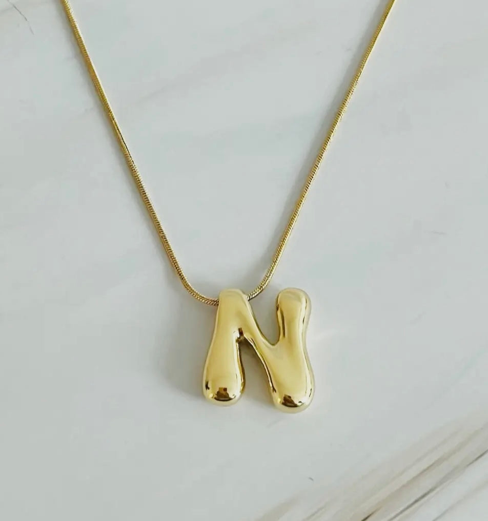 Initial Bubble Letter Necklace