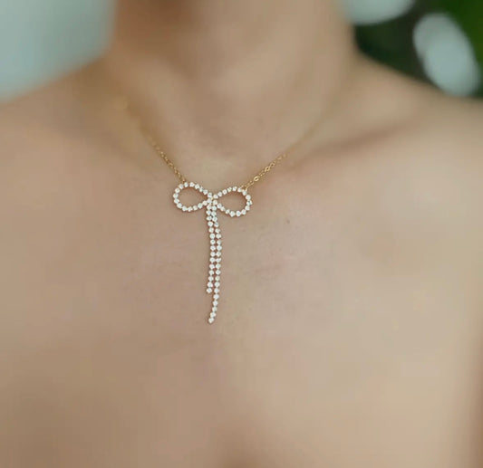 Sparkly Bow Necklace