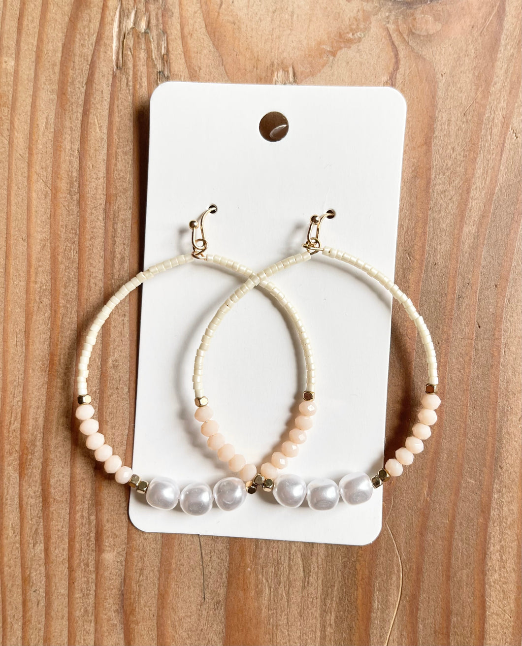 Pink Pearl Hoop Earrings