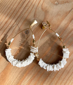 White Stacked Disc Earrings